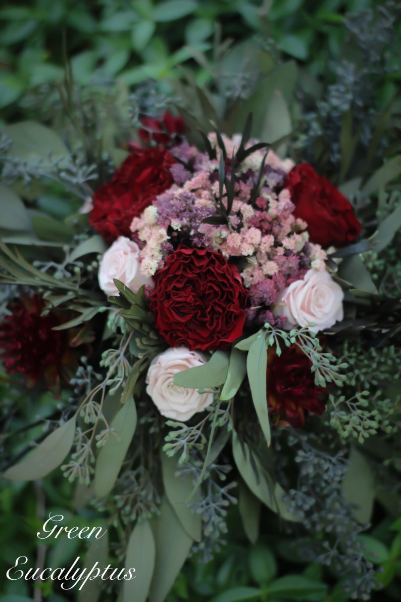 Blush Bouquet The Salina Belle Collection Blush and Burgundy Bouquet Dried Flower Wedding Bouquet Burgundy Bouquet Pink Bouquet