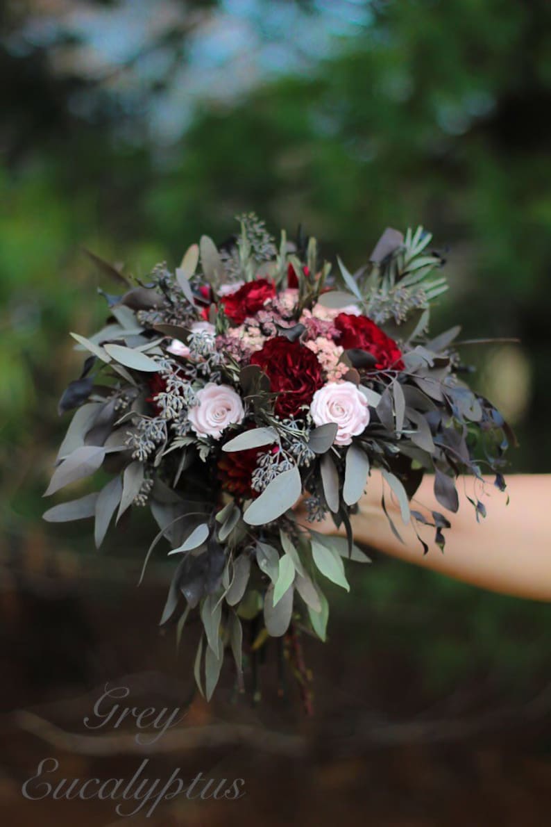 Blush Bouquet The Salina Belle Collection Blush and Burgundy Bouquet Dried Flower Wedding Bouquet Burgundy Bouquet Pink Bouquet