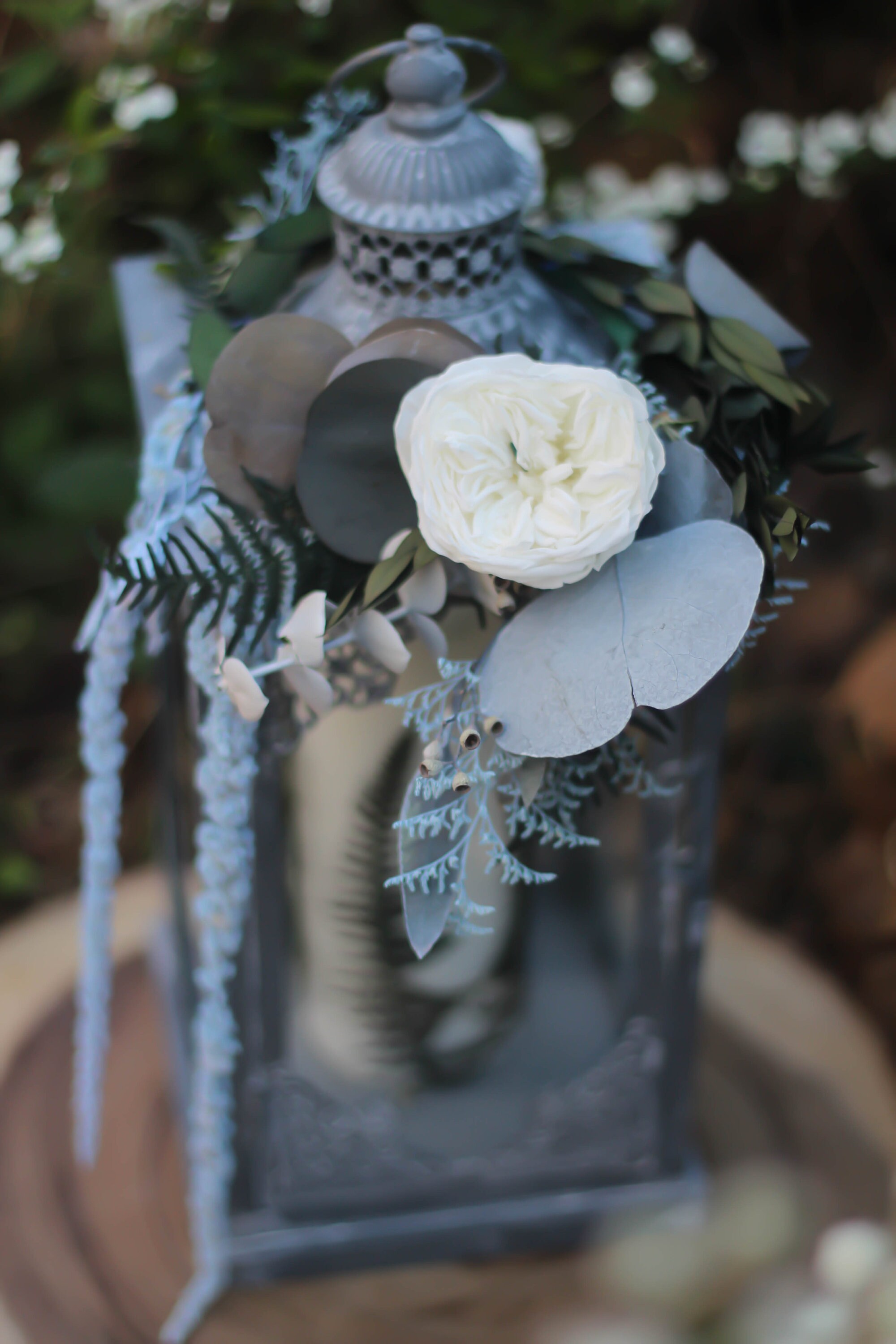 Lantern Wedding Flowers Topper | Dusty Blue and White Floral Hoop | White  Preserved Roses | Centerpiece - Etsy, image size:2000x3000