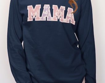 Mama Floral Print Long Sleeve Tee, Mom Life Shirt