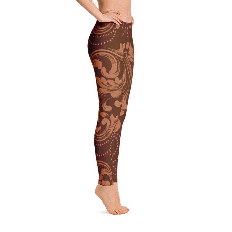 Yoga Pants Womens Leggings Boho Print Leggings Bohemian Printed Leggings festival leggings Forest Sprite Womens Brown Leggings