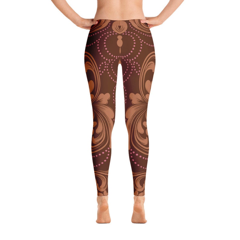 Yoga Pants Womens Leggings Boho Print Leggings Bohemian Printed Leggings festival leggings Forest Sprite Womens Brown Leggings