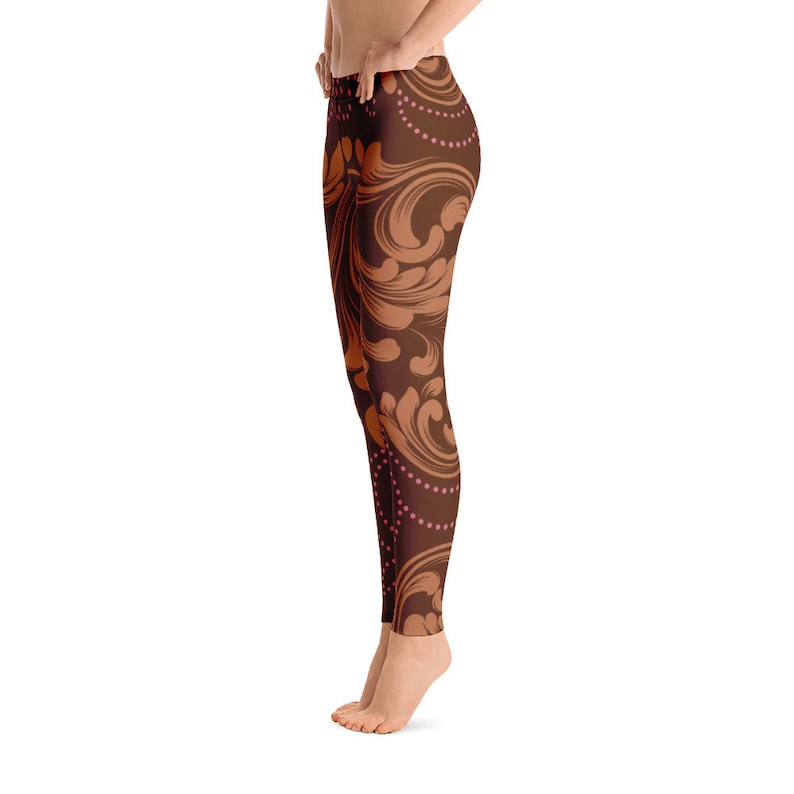 Yoga Pants Womens Leggings Boho Print Leggings Bohemian Printed Leggings festival leggings Forest Sprite Womens Brown Leggings