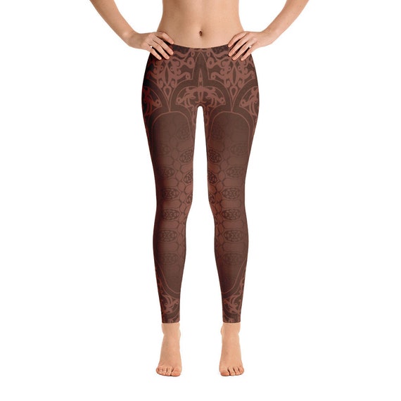 Fey Brown Yoga Pants festival leggings Womens Leggings Boho | Etsy