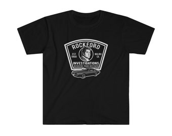 Jim Rockford Private Investigator Darks Softstyle T-Shirt