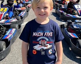 Vintage Racing Mach Five Inspired Toddler Tee Speed Racer Fan Art Graphic Shirt for Boys and Girls Lightweight Cotton Tee for Active Kids