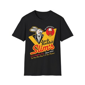 Vintage Jack Rabbit Slim's Diner Tee Logo with Retro Graphic Pulp Fiction Inspired TShirt Lightweight Breathable Cotton Shirt Fan Art Black