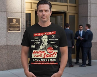 法律ファン向け「ベター・コール・ソウル」トリビュートTシャツ　弁護士ユーモアTシャツ　ソフトスタイルユニセックスシャツ　テレビ番組パロディファンアート　弁護士へのギフトアイデア