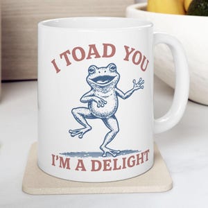 Delightful Frog Mug Drawing Vibrant Amphibian Illustration Funny Retro Text Ceramic C Handle Microwave & Dishwasher Safe Pun Gift