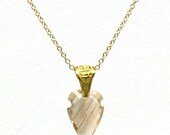 Oregon Sunstone Arrowhead peach schiller sunstone necklace in gold