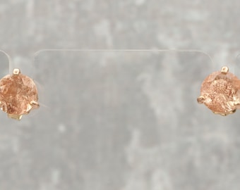 Oregon Sunstone 7mm schiller in recycled rose gold 3 prong post earrings!