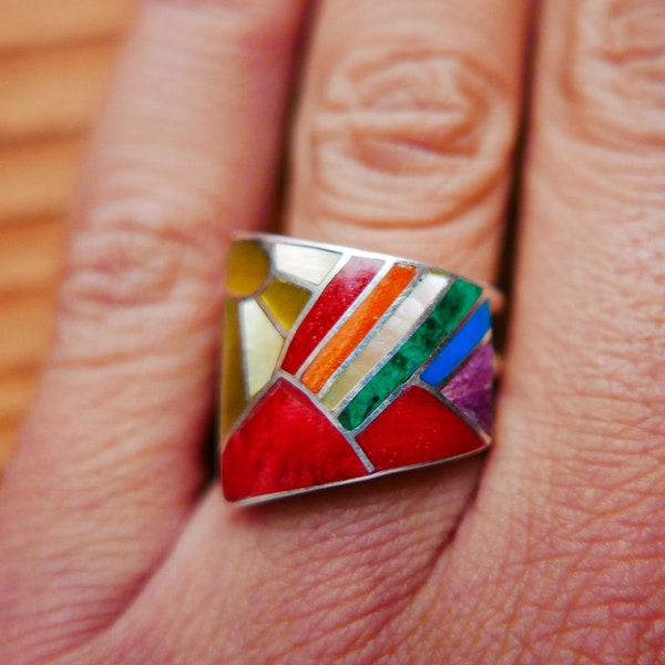 Nature Ring - Mountains, Rainbow and Sun - Colorful Ring