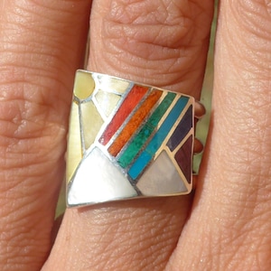 Nature Ring - Mountains, Rainbow and Sun - Colorful Ring