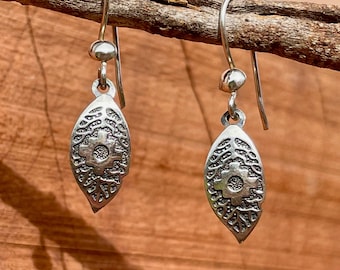 Silver Leaf Earrings with Chakana