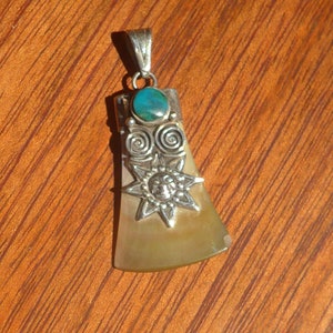 Silver Sun on Mother of Pearl Pendant