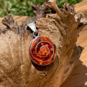 Brown Spiral Pachamama Silver Pendant