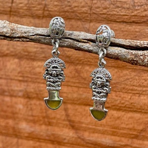 Silver Tumi Earrings with Serpentine Stone Knife