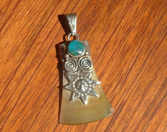 Silver Sun on Mother of Pearl Pendant