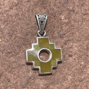 Serpentine Stone ( Machu Picchu Stone) Chakana, Silver Reversible Pendant