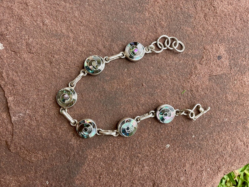 Silver Spiral Bracelet with Abalone image 10