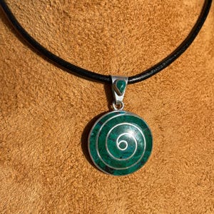 Green Spiral, Silver Pendant (950 Silver)