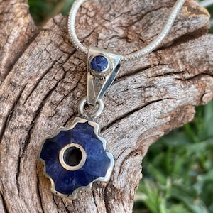 Reversible Lapiz Lazuli Chakana Pendant with Inca Trilogy on the back