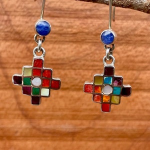 Indigenous Flag Chakana Silver Earrings