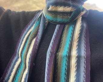 Soft Alpaca Wool Blue and Purple Scarf