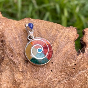 Colorful Silver Spiral Pendant