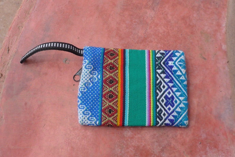 Blue and Green Alpaca Wool Crystal Bag Coin Purse