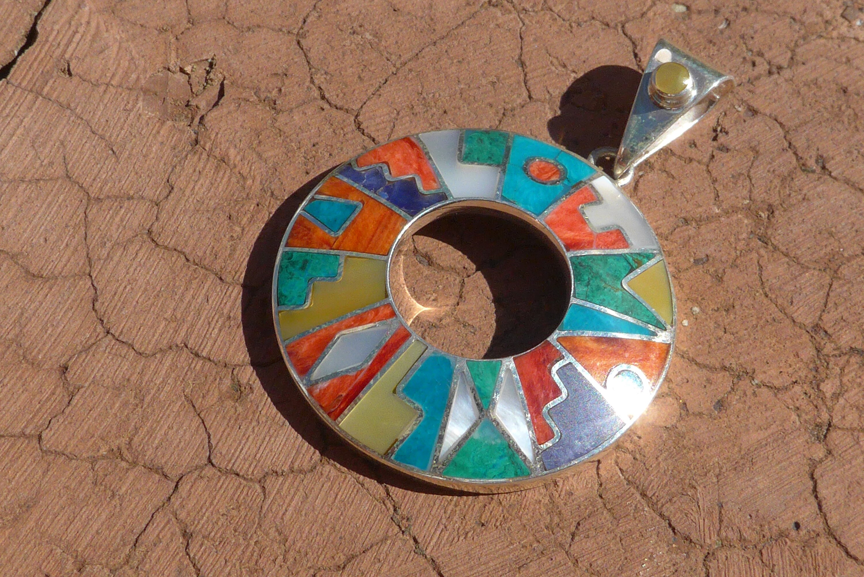 Inka Calendar Colorful Pendant | Etsy