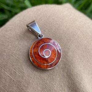 Orange Silver Spiral Pendant
