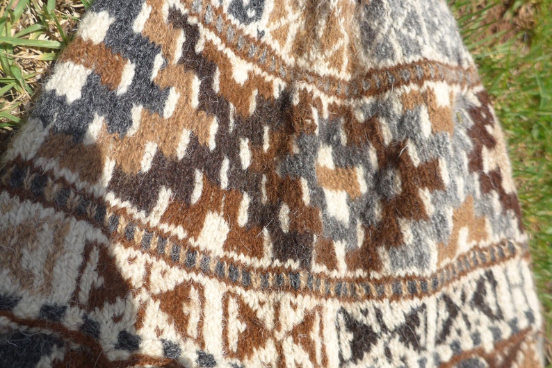 Earthy Alpaca Wool Winter Beanie with Chakana