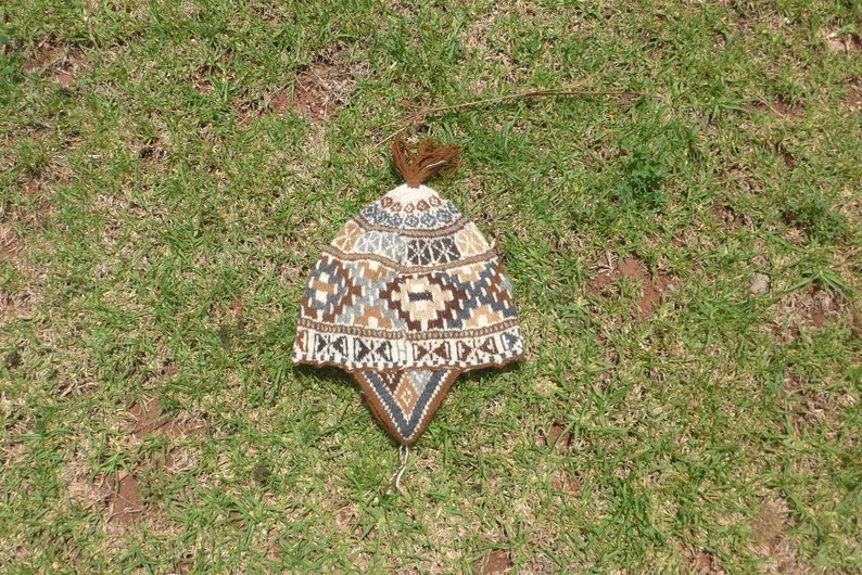 Earthy Alpaca Wool Winter Beanie with Chakana