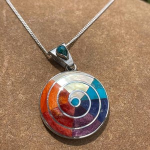 Silver Colorful Spiral Pachamama Pendant