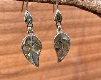 Boucles d'oreilles feuille d'ormeau avec argent 950