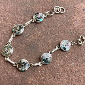 Silver Spiral Bracelet with Abalone image 1