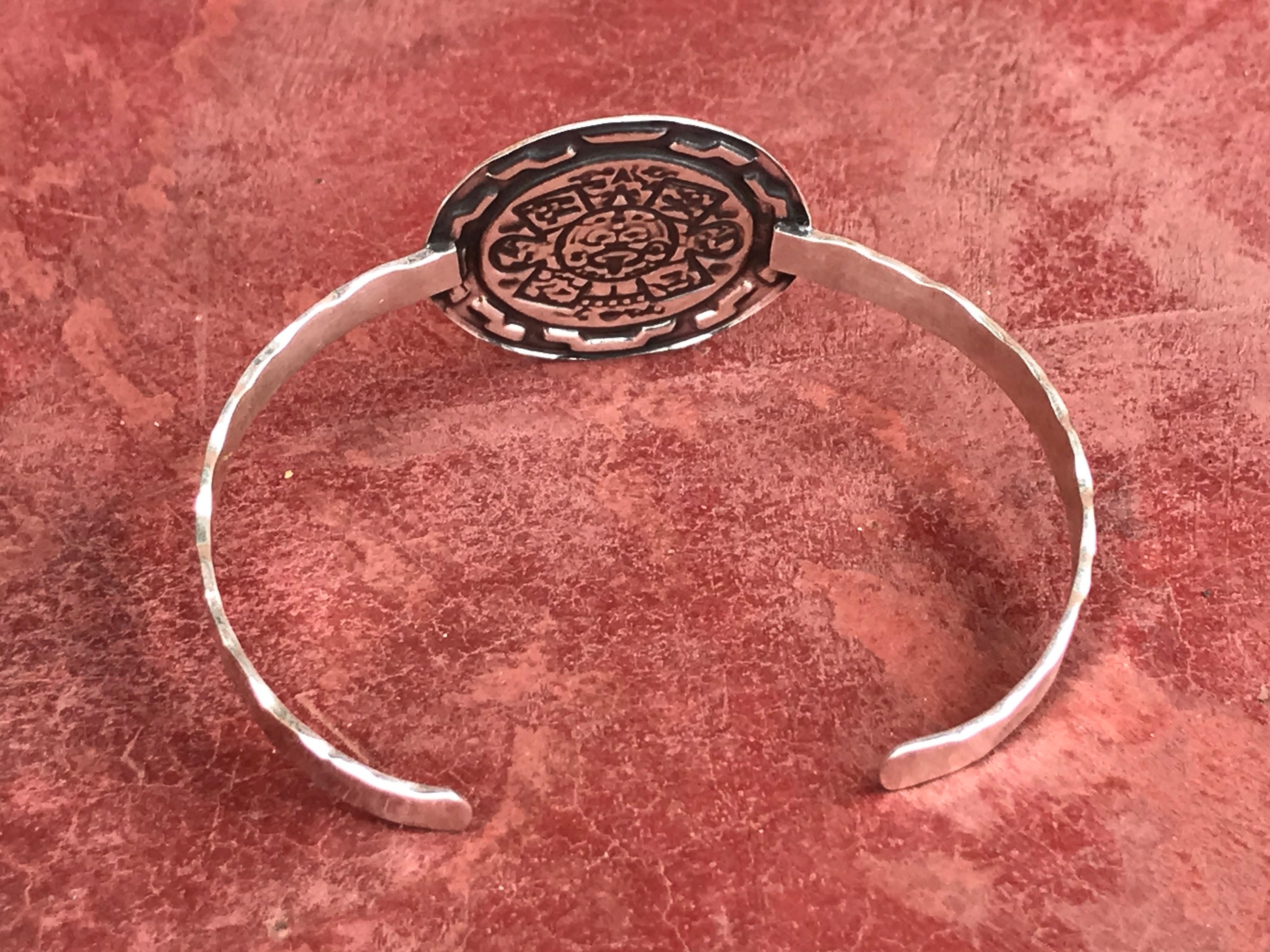 Native American silver cuff bracelet thrift store find ♥️Sterling Silver Aztec Cuff Bracelet♥️Jewelry main image 1