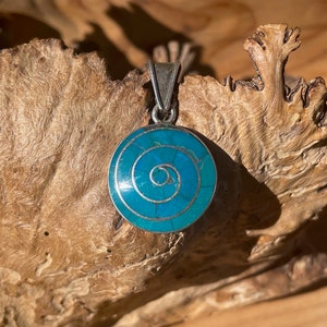 Chrysocolla Spiral Pachamama Silver Pendant