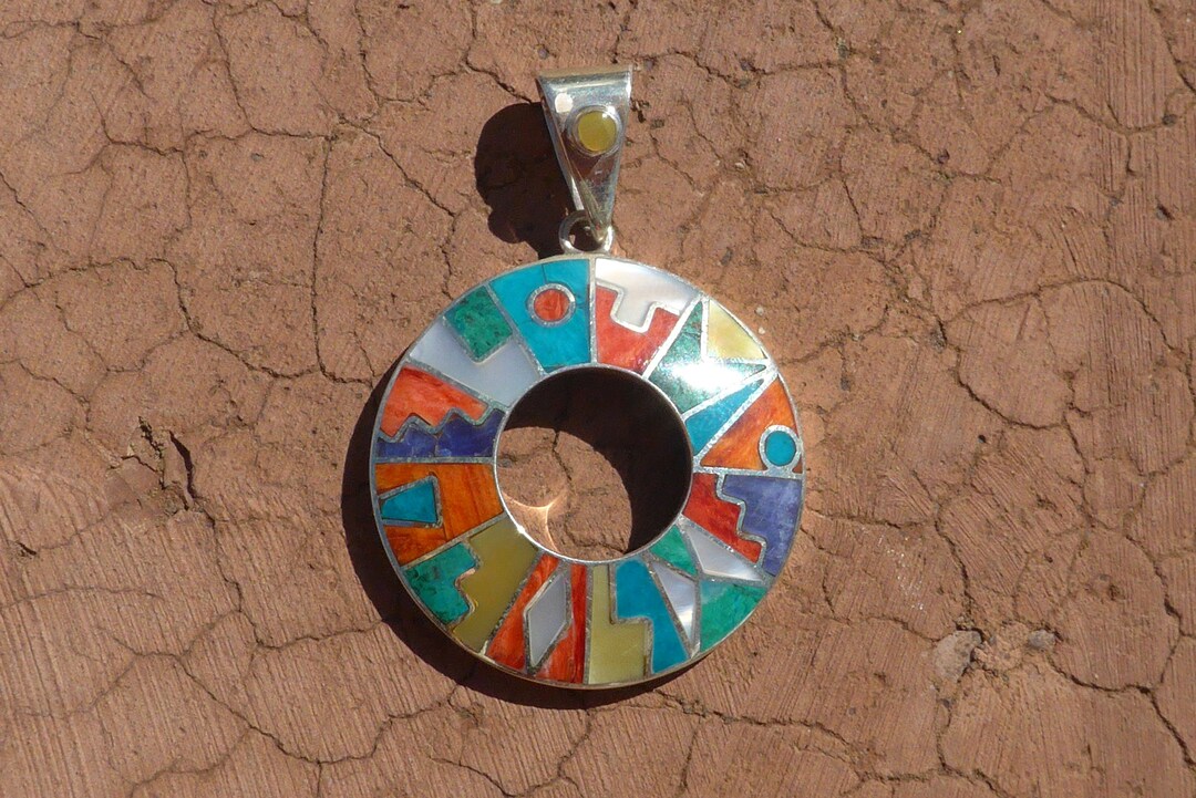 Inka Calendar Colorful Pendant - Etsy
