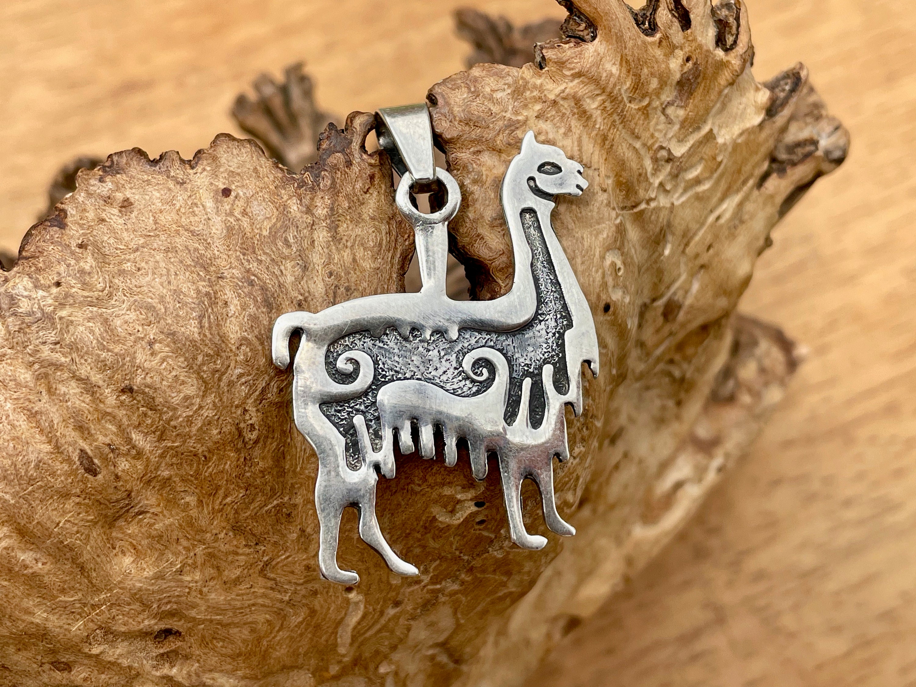 Pendentif Lama En Argent Massif Poinçonné - Bijou Vintage 3D - Occasion En Parfait état - Collier Unisexe