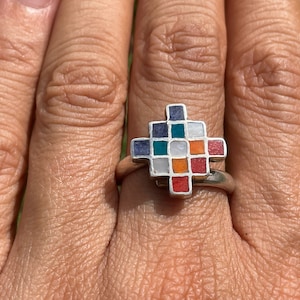 Adjustable Silver Chakana Ring