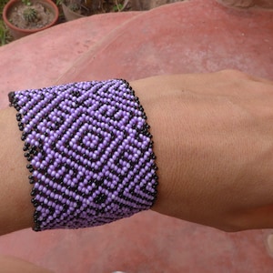 Pulsera peyote huichol púrpura - Unisex