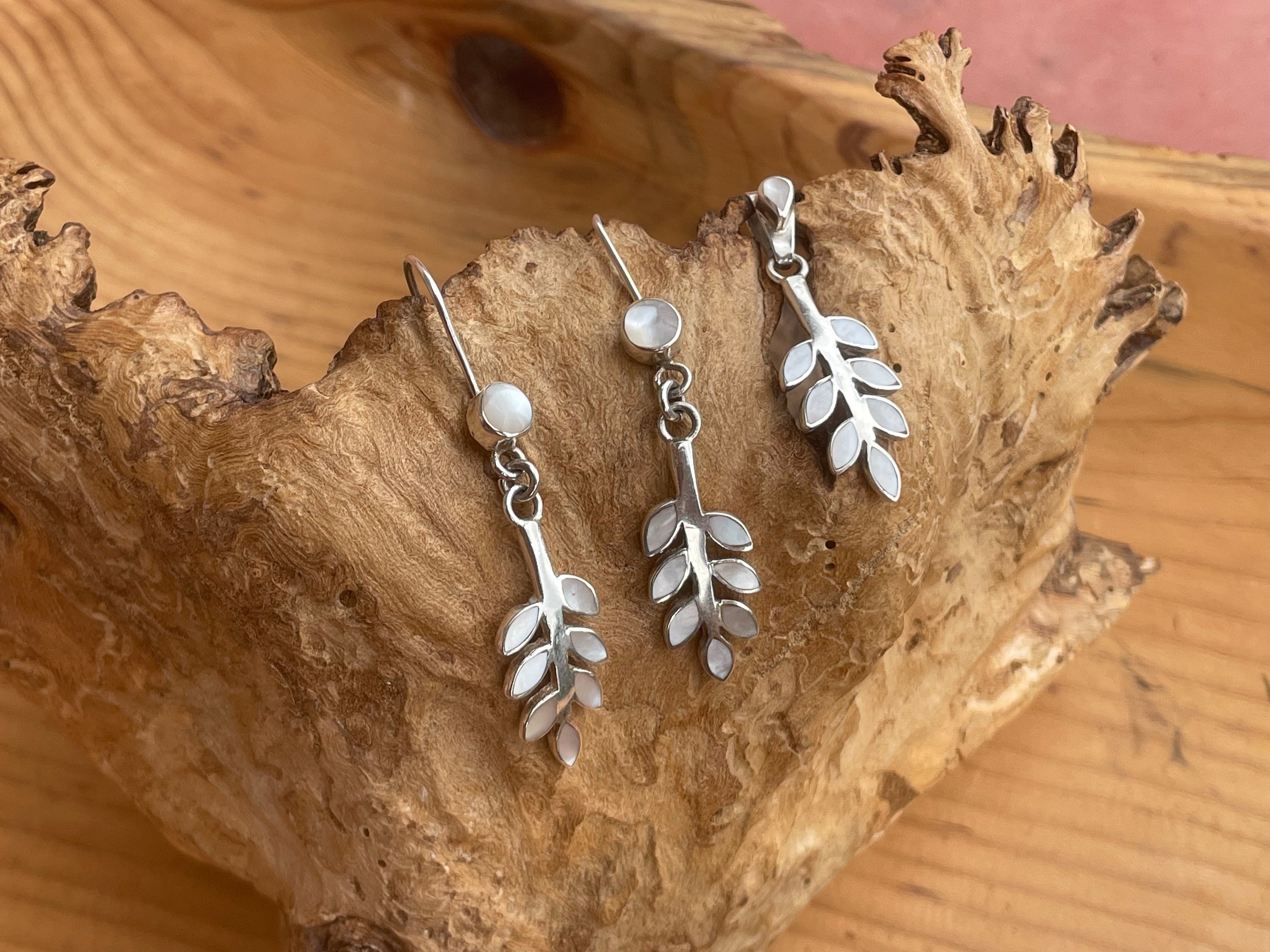 950 Silver White Branch Jewelry Set