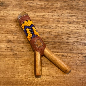Wood Kuripe  with Shipibo Beaded design