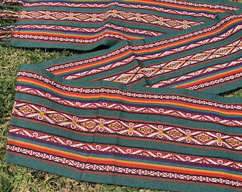 Green Alpaca Wool Handwoven Warm Scarf
