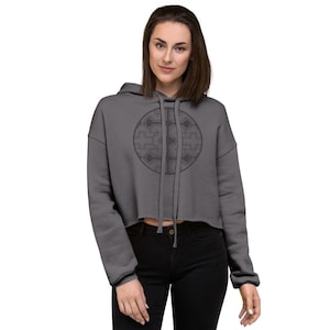 Gray Shipibo Crop Hoodie