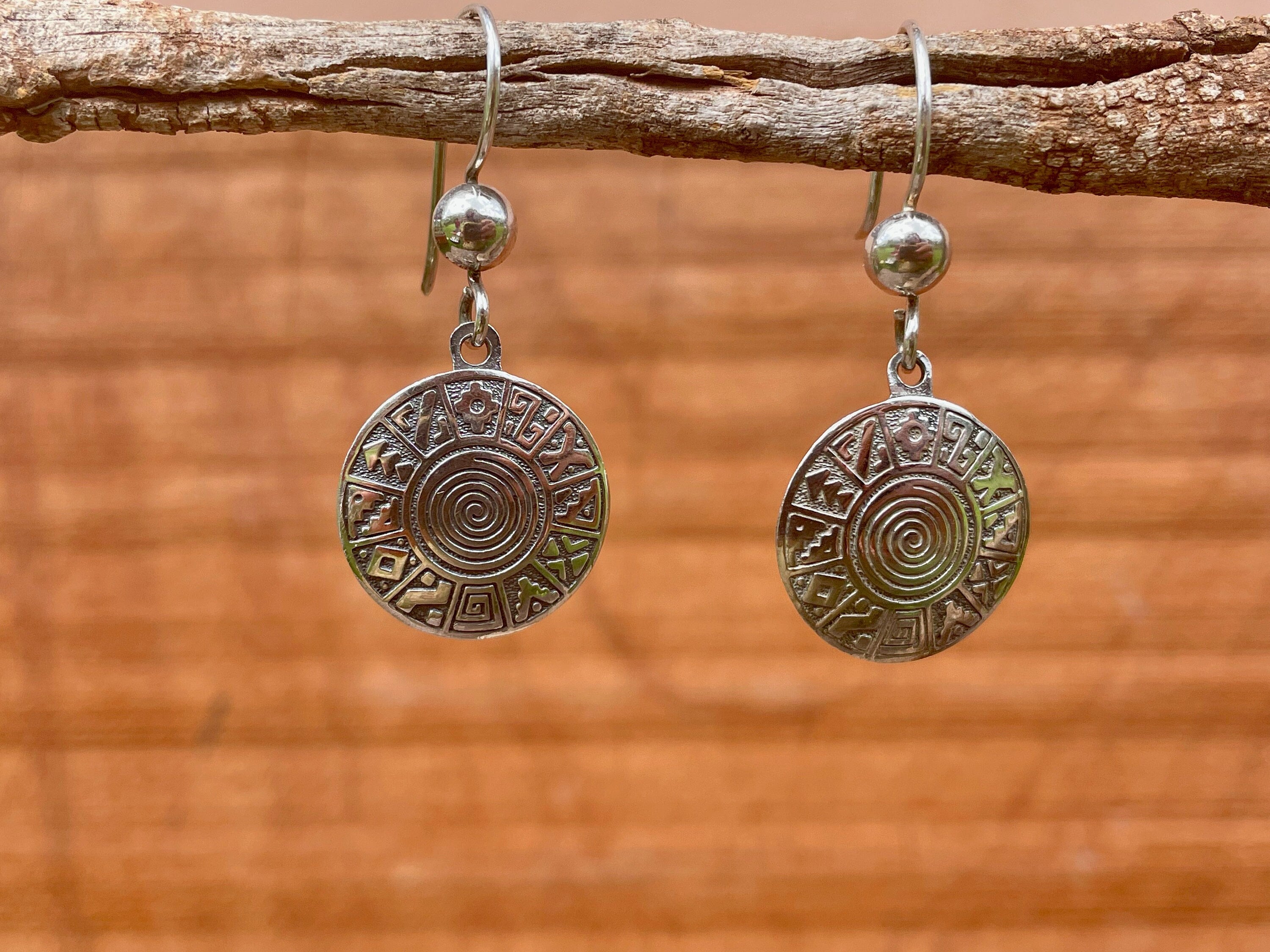 Silver Inka Symbols Earring