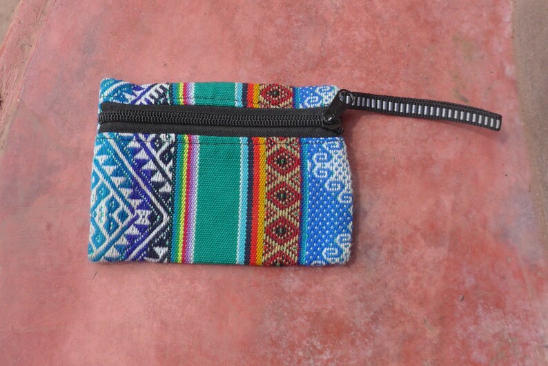 Blue and Green Alpaca Wool Crystal Bag Coin Purse