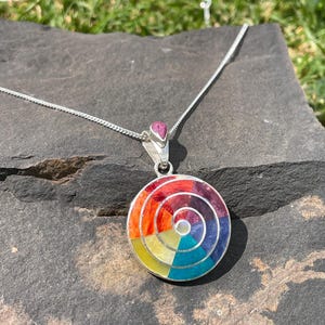Silver Colorful Spiral Pachamama Pendant